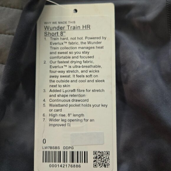 NWT Lululemon Wunder Train High-Rise Short 8"- 0 Diamond Dye Pitch Grey Graphite - Picture 6 of 8
